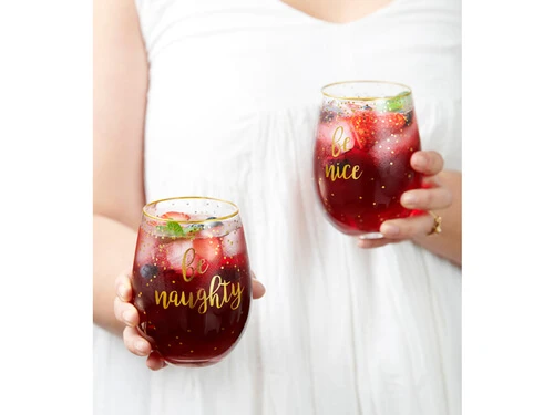 Celebrations Stemless Glass 500ML Set Of 2 Naughty Nice Gift Boxed 4 Celebrations Stemless Glass 500ML Set Of 2 Naughty Nice Gift Boxed - Image 2