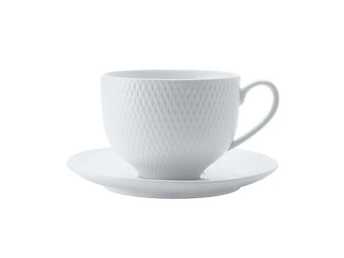 White Basics Diamonds Tea Cup & Saucer 220ML 3 White Basics Diamonds Tea Cup & Saucer 220ML