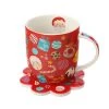 Kasey Rainbow Sparkly Season Mug 350ML & Coaster Set Red Gift Boxed -The Galley store dx1297