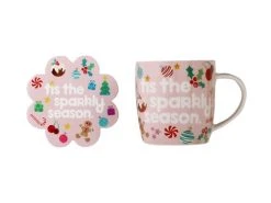 Kasey Rainbow Sparkly Season Mug 350ML & Coaster Set Pink Gift Boxed 7 Kasey Rainbow Sparkly Season Mug 350ML & Coaster Set Pink Gift Boxed -The Galley store dx1298 set