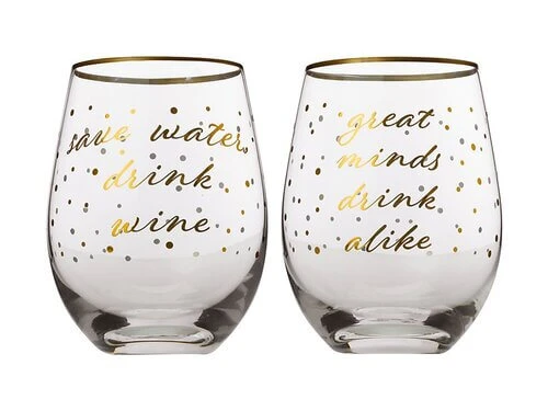 Celebrations Stemless Glass 500ML Set Of 2 Save Water, Drink Wine/Great Minds Drink Alike 3 Celebrations Stemless Glass 500ML Set Of 2 Save Water, Drink Wine/Great Minds Drink Alike