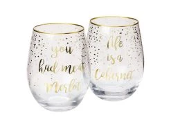 Celebrations Stemless Glass 500ML Set Of 2 Cabernet Merlot Gift Boxed