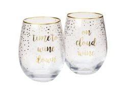Celebrations Stemless Glass 500ML Set Of 2 Cloud Time Gift Boxed