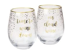 Celebrations Stemless Glass 500ML Set Of 2 Cloud Time Gift Boxed -The Galley store fk0022 2