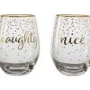 Celebrations Stemless Glass 500ML Set Of 2 Naughty Nice Gift Boxed -The Galley store fk0026