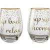 Celebrations Stemless Glass 500ML Set Of 2 Relax Hooray Gift Boxed -The Galley store fk0029