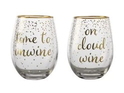 Celebrations Stemless Glass 500ML Set Of 2 Unwine Cloud Gift Boxed