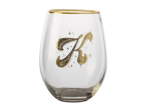 The Letterettes Stemless Glass 500ML K Gift Boxed"" 3 The Letterettes Stemless Glass 500ML K Gift Boxed""