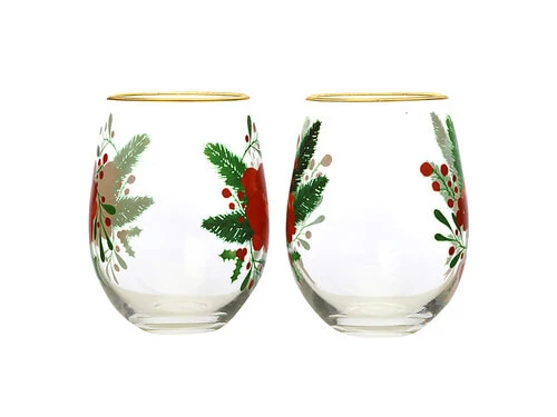 Mistletoe Stemless Glass 500ML Set Of 2 Gift Boxed 4 Mistletoe Stemless Glass 500ML Set Of 2 Gift Boxed - Image 2