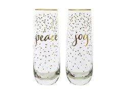 Celebrations Stemless Flute 300ML Set Of 2 Joy Peace Gift Boxed