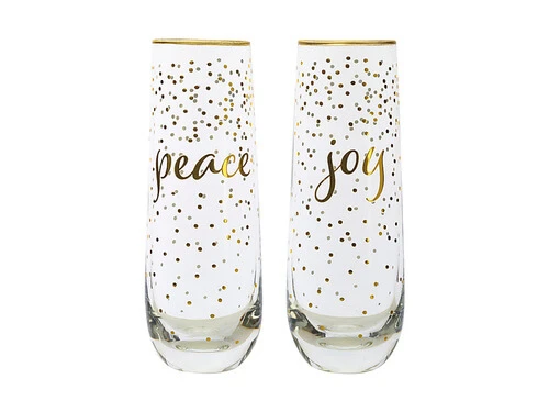 Celebrations Stemless Flute 300ML Set Of 2 Joy Peace Gift Boxed 2 Celebrations Stemless Flute 300ML Set Of 2 Joy Peace Gift Boxed