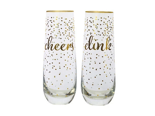 Celebrations Stemless Flute 300ML Set Of 2 Cheers Clink Gift Boxed 3 Celebrations Stemless Flute 300ML Set Of 2 Cheers Clink Gift Boxed