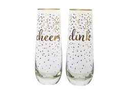 Celebrations Stemless Flute 300ML Set Of 2 Cheers Clink Gift Boxed 7 Celebrations Stemless Flute 300ML Set Of 2 Cheers Clink Gift Boxed -The Galley store fk0074 2