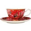 Teas & C's Silk Road Footed Cup & Saucer 200ML Cherry Red Gift Boxed -The Galley store hv0161