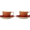 Teas & C's Silk Road Demi Cup & Saucer 85ML Set Of 2 Cherry Red Gift Boxed -The Galley store hv0167