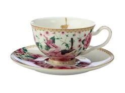 Teas & C's Silk Road Footed Cup & Saucer 200ML White Gift Boxed