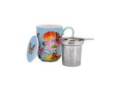 Gabby Malpas Posey Mug With Infuser 340ML Field Of Poppies Gift Boxed