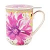 Teas & C's Dahlia Daze Lidded Mug With Infuser 340ML Pink Gift Boxed -The Galley store hv0360