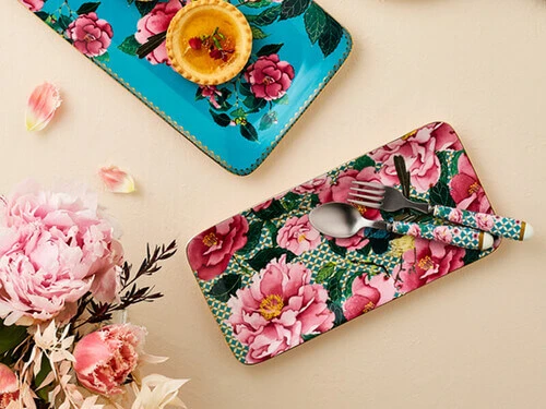 Teas & C's Silk Road Rectangle Platter 33x15.5cm Aqua Gift Boxed 4 Teas & C's Silk Road Rectangle Platter 33x15.5cm Aqua Gift Boxed - Image 2